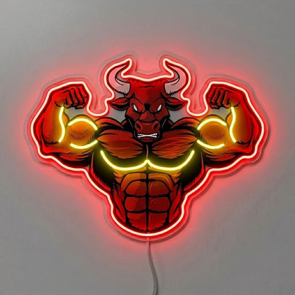ShineNeon™ Flexing Muscle Bull Fitness Neon Sign For Home Gym USB Power - Shineneon