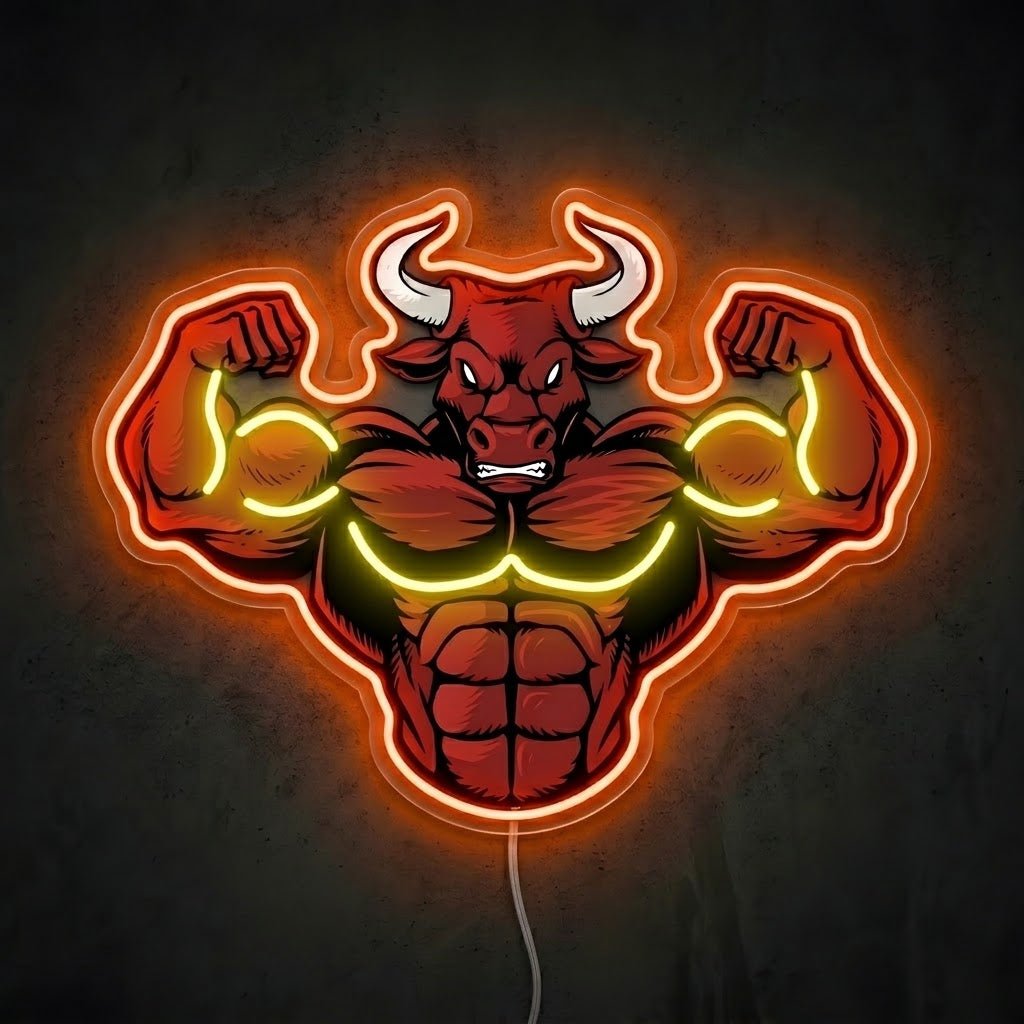 ShineNeon™ Flexing Muscle Bull Fitness Neon Sign For Home Gym USB Power - Shineneon
