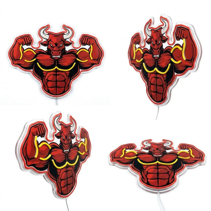 ShineNeon™ Flexing Muscle Bull Fitness Neon Sign For Home Gym USB Power - Shineneon