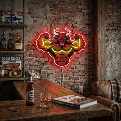 ShineNeon™ Flexing Muscle Bull Fitness Neon Sign For Home Gym USB Power - Shineneon
