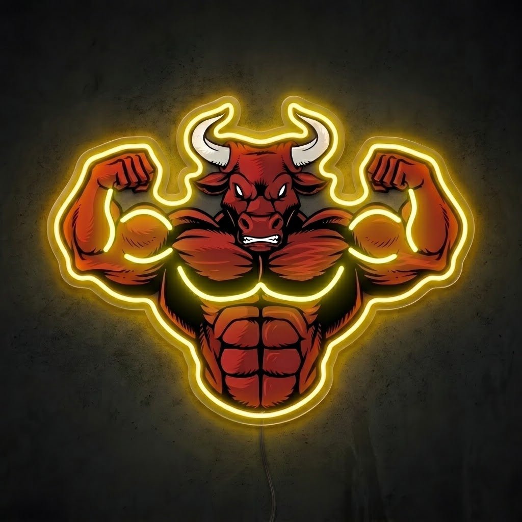 ShineNeon™ Flexing Muscle Bull Fitness Neon Sign For Home Gym USB Power - Shineneon