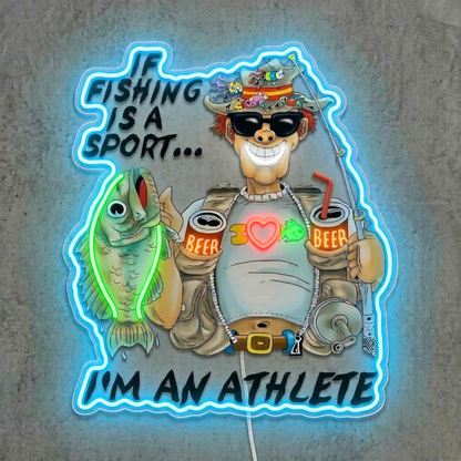 ShineNeon™ Funny Fishing Athlete Neon Sign Beer & Bass LED Wall Decor USB Powered - Shineneon