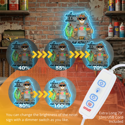 ShineNeon™ Funny Fishing Athlete Neon Sign Beer & Bass LED Wall Decor USB Powered - Shineneon