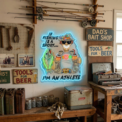 ShineNeon™ Funny Fishing Athlete Neon Sign Beer & Bass LED Wall Decor USB Powered - Shineneon