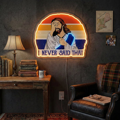 ShineNeon™ Funny Jesus I Never Said That Neon Sign Retro Sunset Meme Wall Decor USB Powered - Shineneon