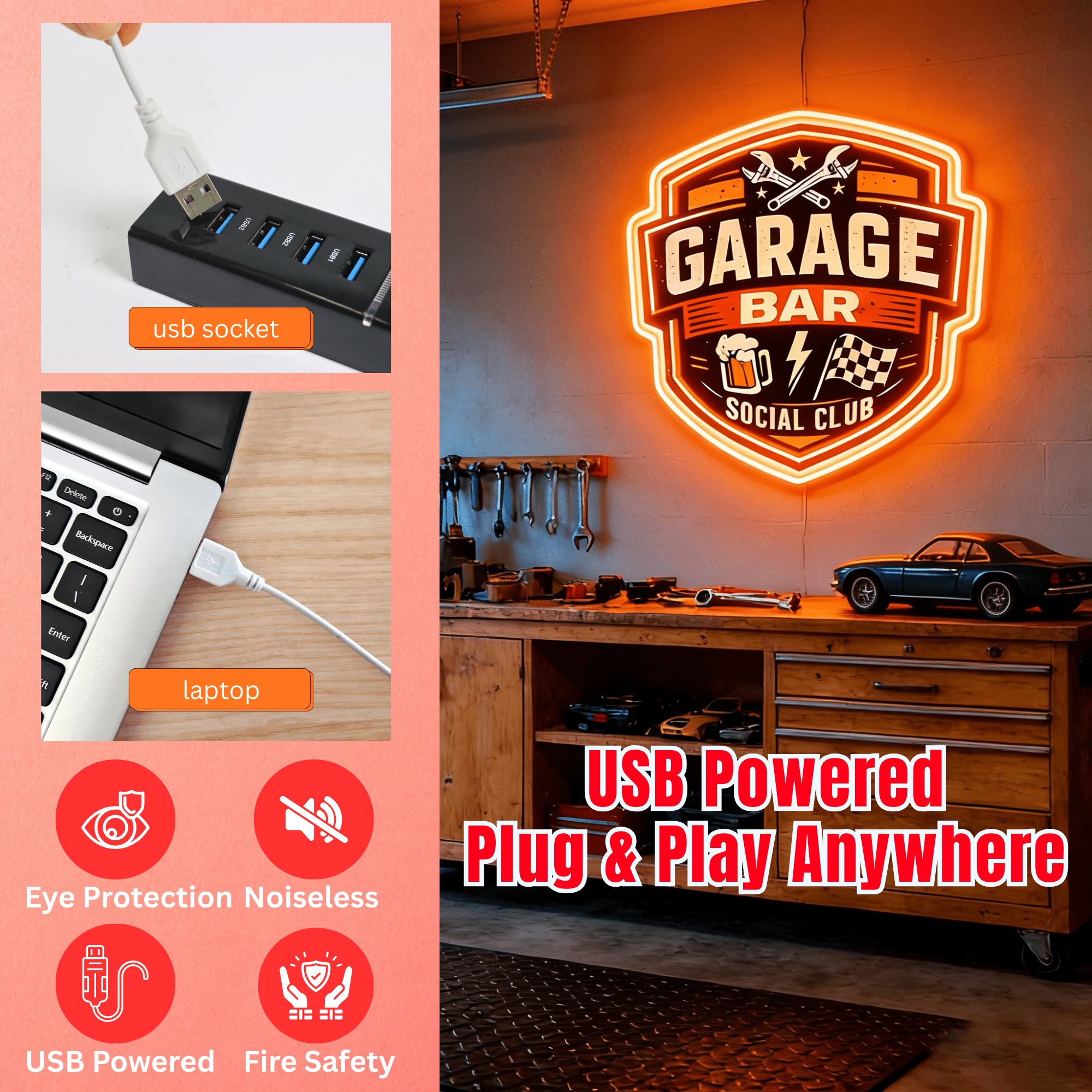 ShineNeon™ Garage Bar Neon Sign for Workshop & Man Cave USB Led Neon Sign - Shineneon