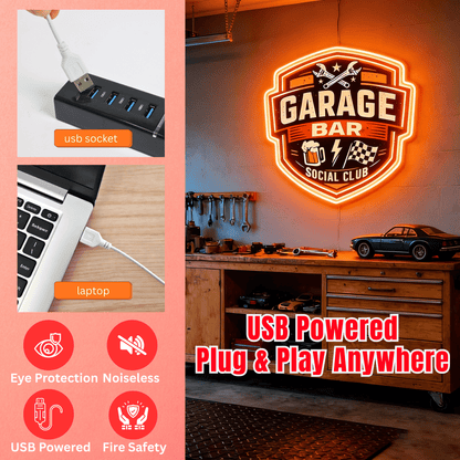 ShineNeon™ Garage Bar Neon Sign for Workshop & Man Cave USB Led Neon Sign - Shineneon