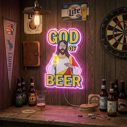 ShineNeon™ God Says Beer Funny Quote Neon Sign USB Power - Shineneon