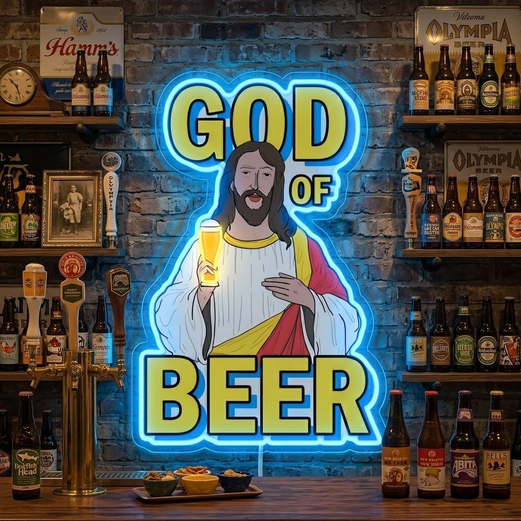 ShineNeon™ God Says Beer Funny Quote Neon Sign USB Power - Shineneon