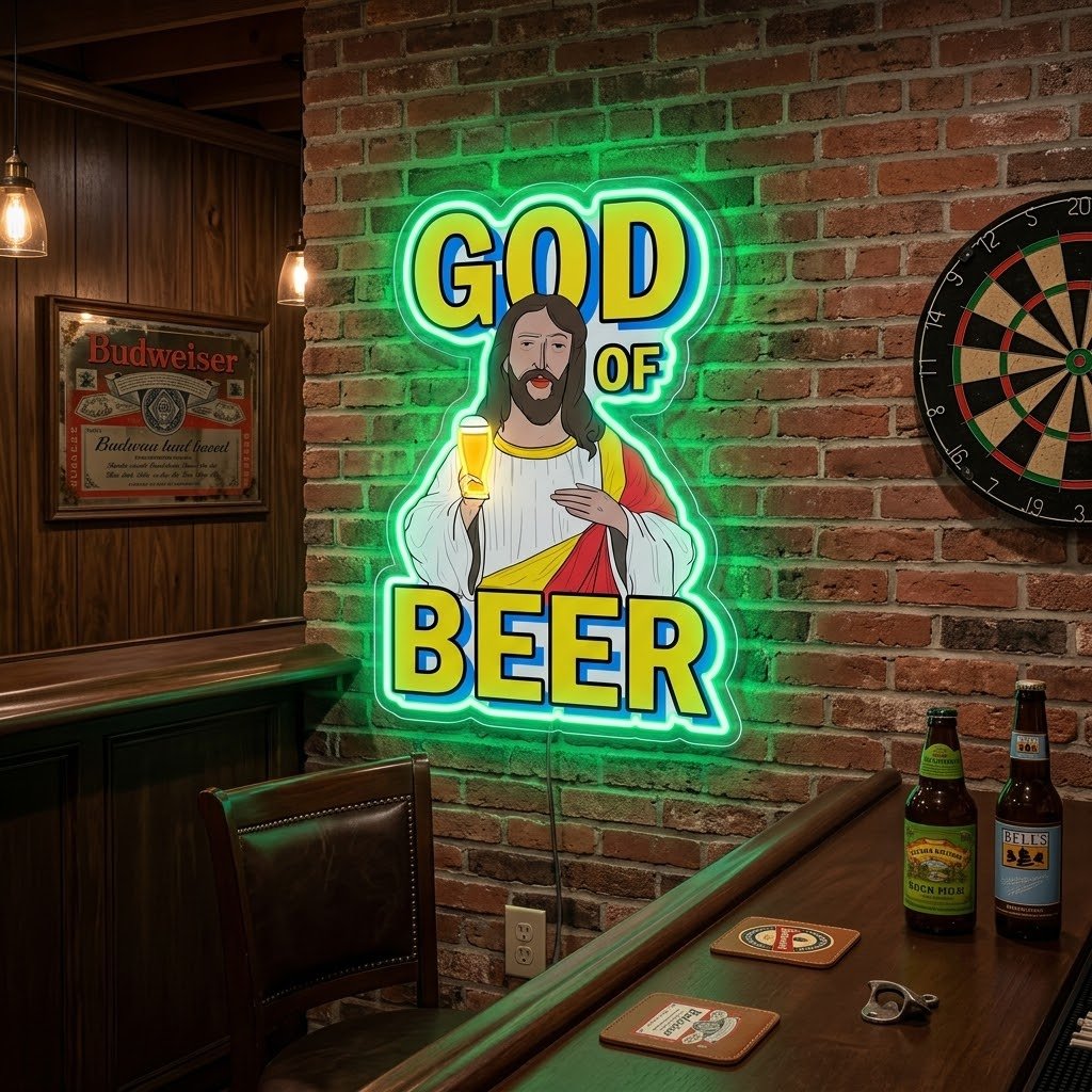 ShineNeon™ God Says Beer Funny Quote Neon Sign USB Power - Shineneon