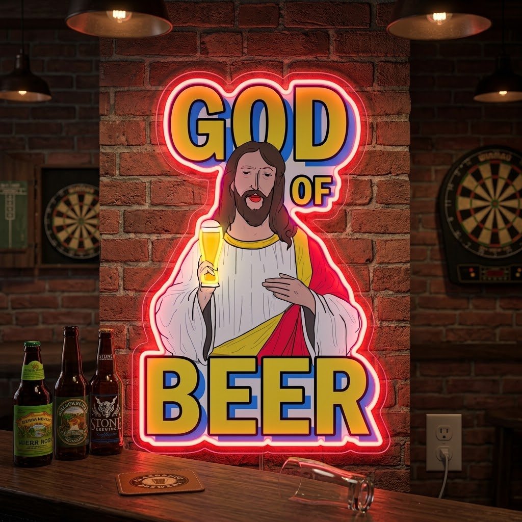 ShineNeon™ God Says Beer Funny Quote Neon Sign USB Power - Shineneon