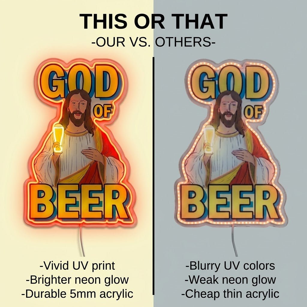 ShineNeon™ God Says Beer Funny Quote Neon Sign USB Power - Shineneon