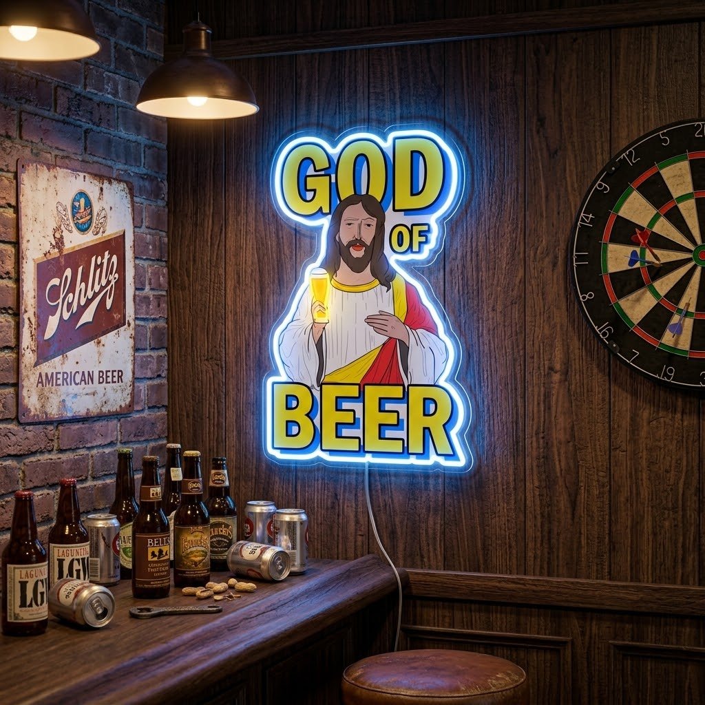 ShineNeon™ God Says Beer Funny Quote Neon Sign USB Power - Shineneon