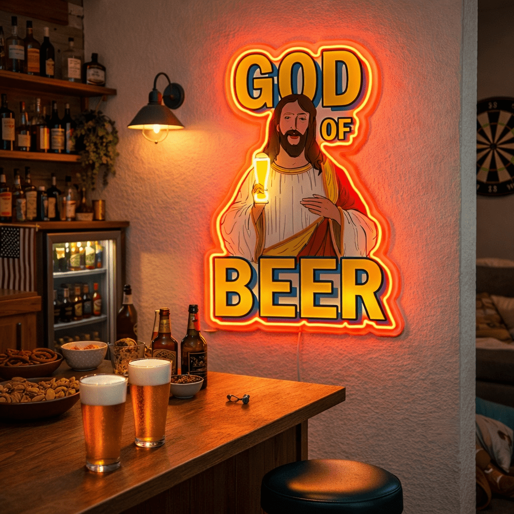 ShineNeon™ God Says Beer Funny Quote Neon Sign USB Power - Shineneon