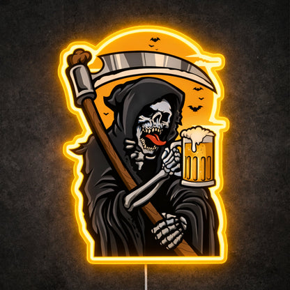 ShineNeon™ Grim Reaper Beer Neon Sign Gothic Halloween Man Cave Decor USB Power Neon Sign - Shineneon