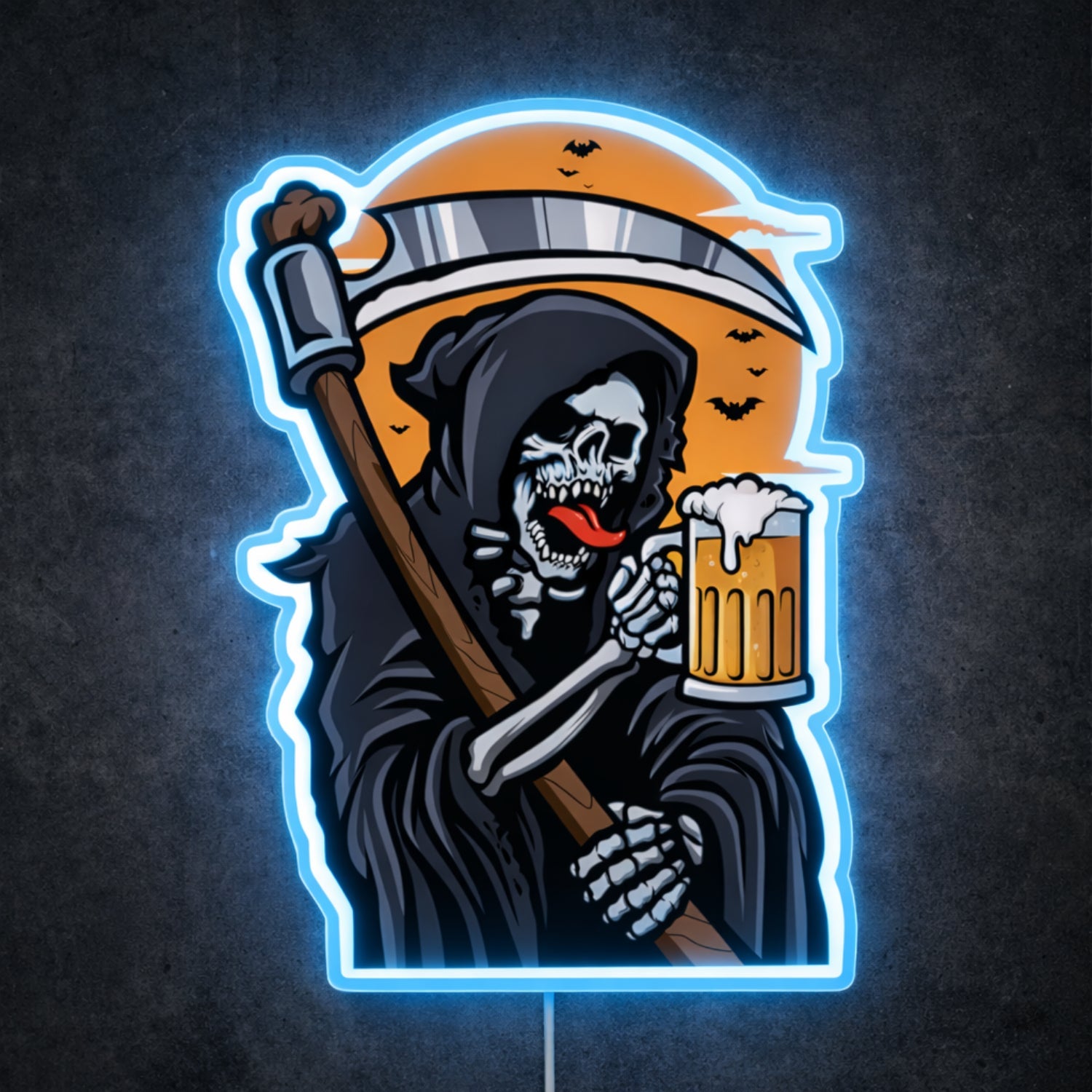 ShineNeon™ Grim Reaper Beer Neon Sign Gothic Halloween Man Cave Decor USB Power Neon Sign - Shineneon
