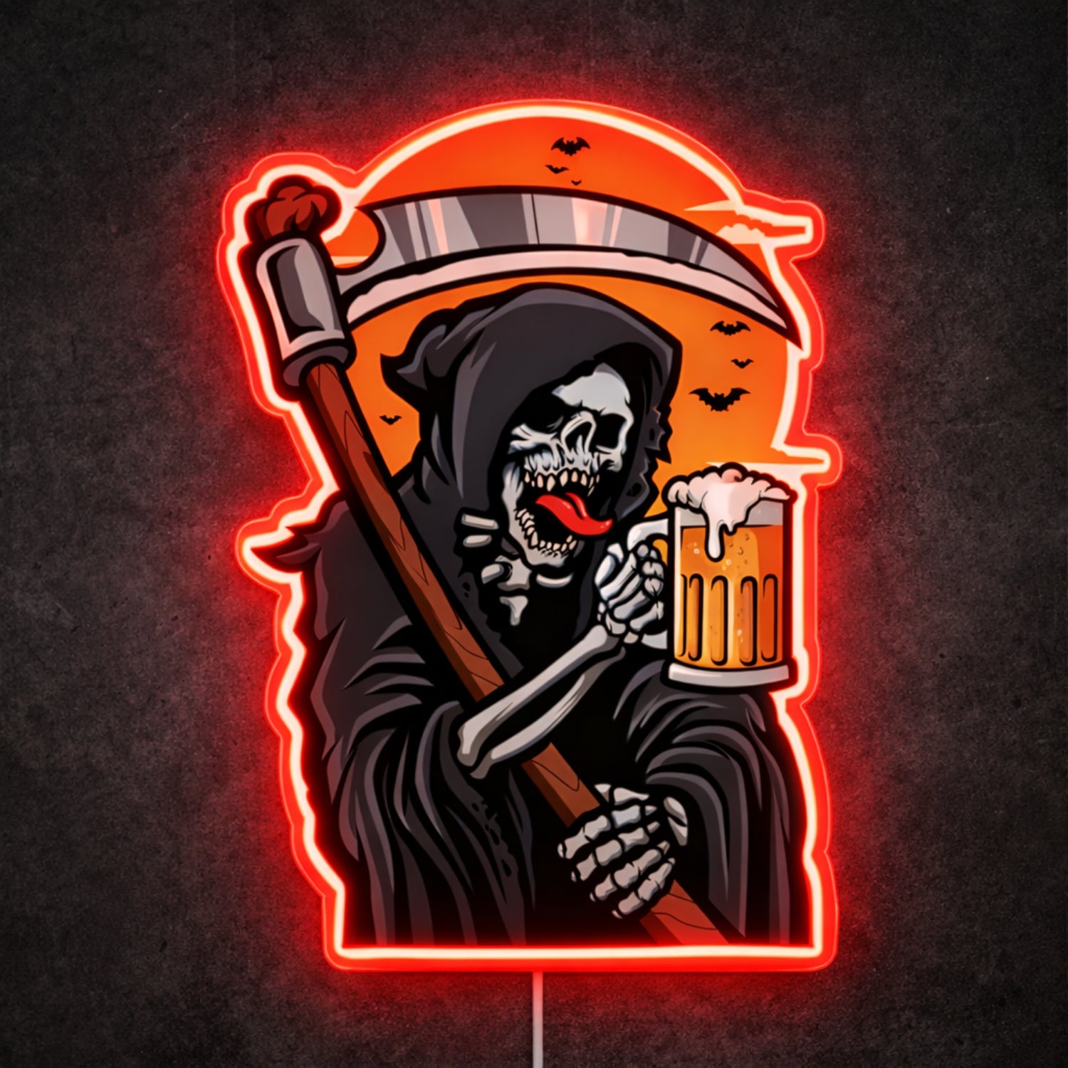ShineNeon™ Grim Reaper Beer Neon Sign Gothic Halloween Man Cave Decor USB Power Neon Sign - Shineneon