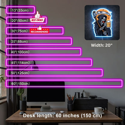 ShineNeon™ Grim Reaper Beer Neon Sign Gothic Halloween Man Cave Decor USB Power Neon Sign - Shineneon