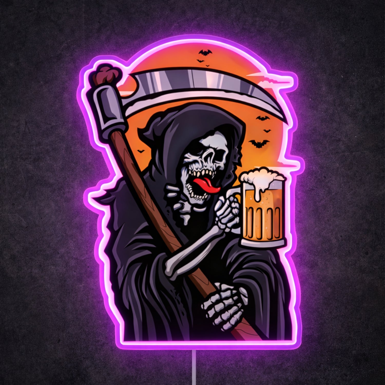 ShineNeon™ Grim Reaper Beer Neon Sign Gothic Halloween Man Cave Decor USB Power Neon Sign - Shineneon