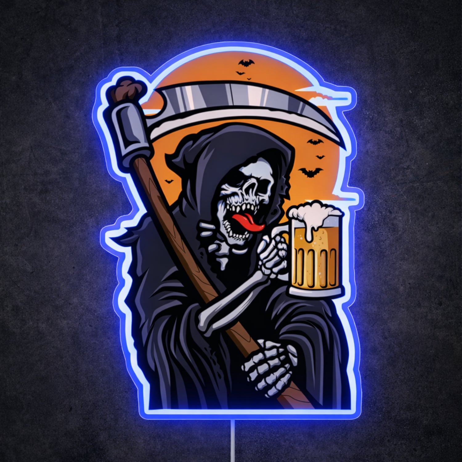 ShineNeon™ Grim Reaper Beer Neon Sign Gothic Halloween Man Cave Decor USB Power Neon Sign - Shineneon