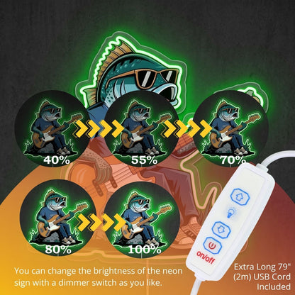 ShineNeon™ Guitar Fish Jam neon sign USB Power - Shineneon