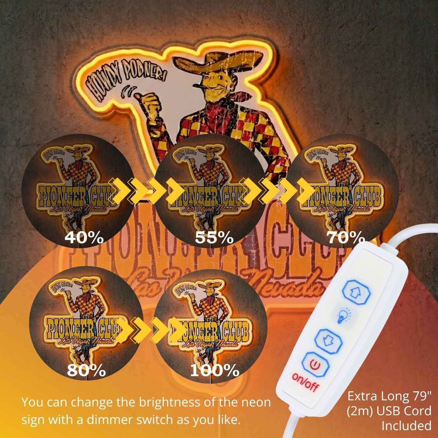 ShineNeon™ Hanging Cowboy neon sign USB Power - Shineneon