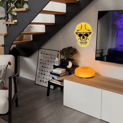 ShineNeon™ Hard Hat Skull LED Neon Sign - Construction Wall Decor for Garage Mancave & Workshop - Shineneon