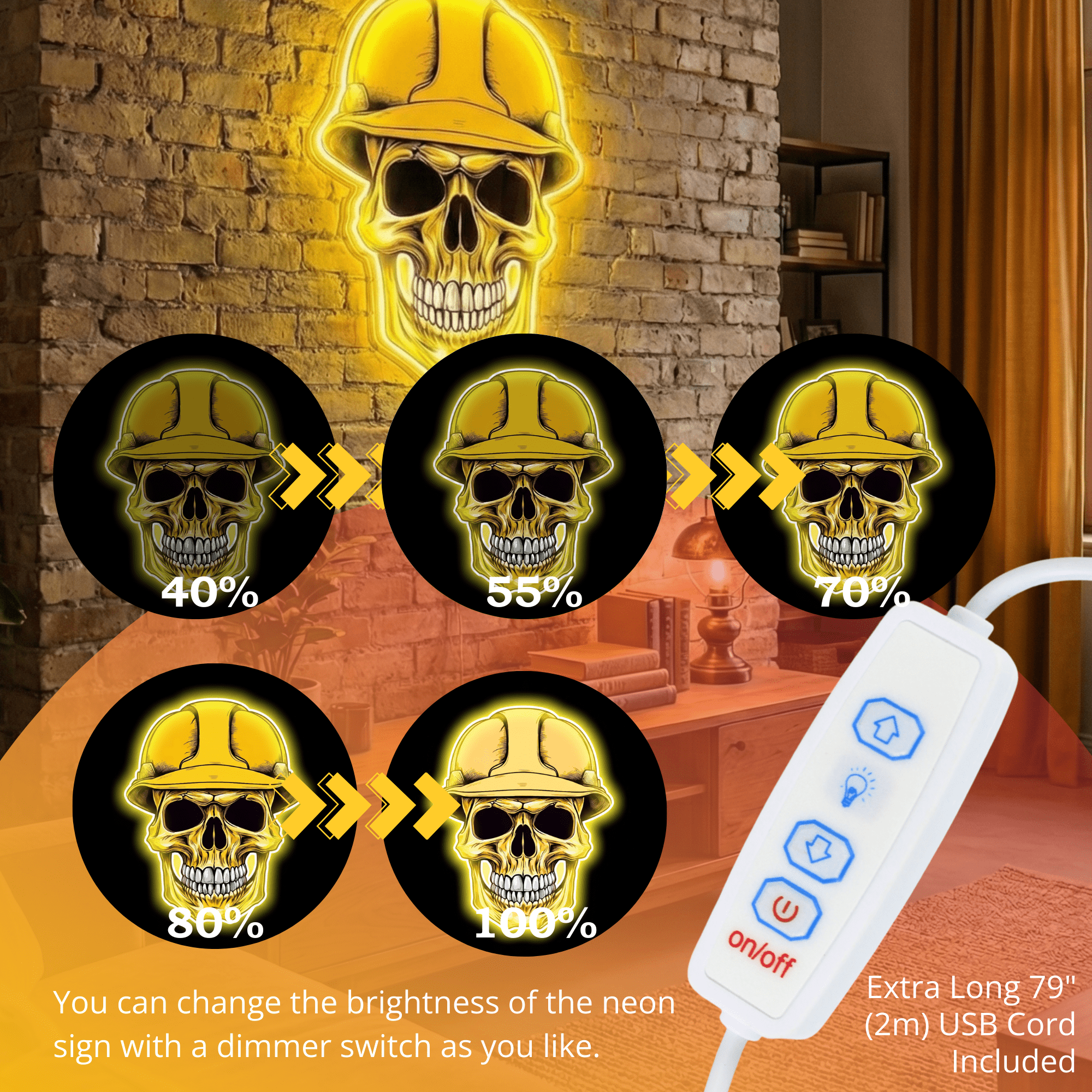 ShineNeon™ Hard Hat Skull LED Neon Sign - Construction Wall Decor for Garage Mancave & Workshop - Shineneon