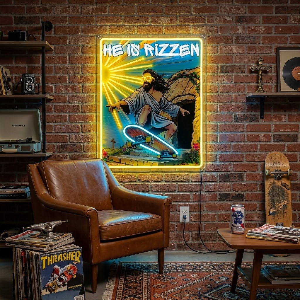 ShineNeon™ He Is Rizzin Vintage Poster Neon Sign USB Power - Shineneon