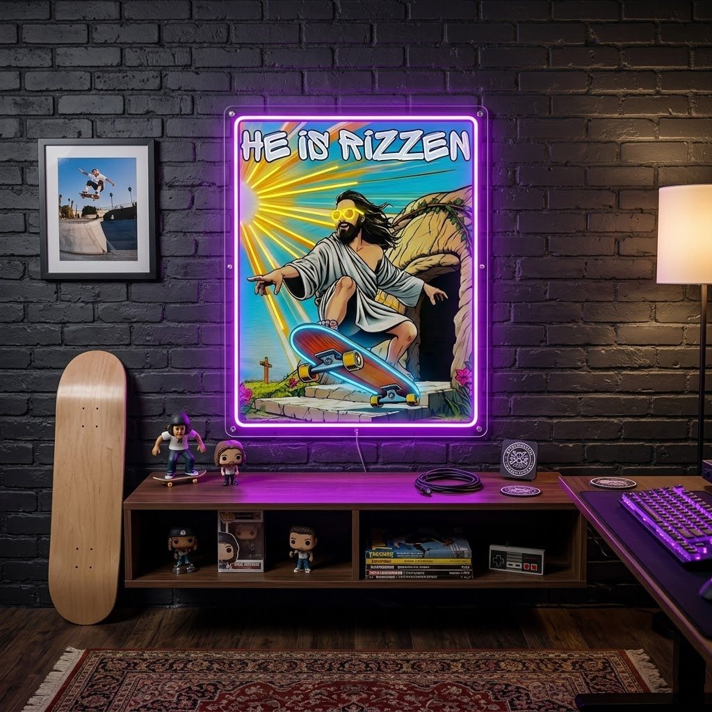 ShineNeon™ He Is Rizzin Vintage Poster Neon Sign USB Power - Shineneon
