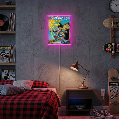 ShineNeon™ He Is Rizzin Vintage Poster Neon Sign USB Power - Shineneon