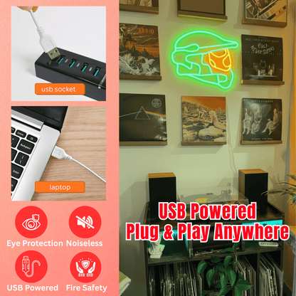 ShineNeon™ Helmet Neon Sign – Cool Gamer & Sports Decor for Man Cave, Game Room, or Office - Shineneon