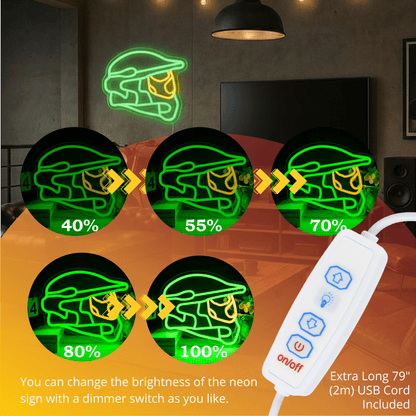 ShineNeon™ Helmet Neon Sign – Cool Gamer & Sports Decor for Man Cave, Game Room, or Office - Shineneon