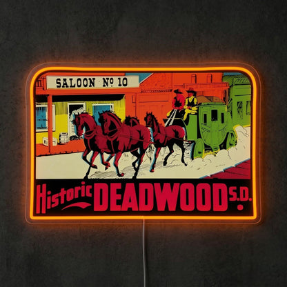 ShineNeon™ Historic Deadwood SD Neon Sign Wild West Saloon No 10 Wall Decor USB Power - Shineneon