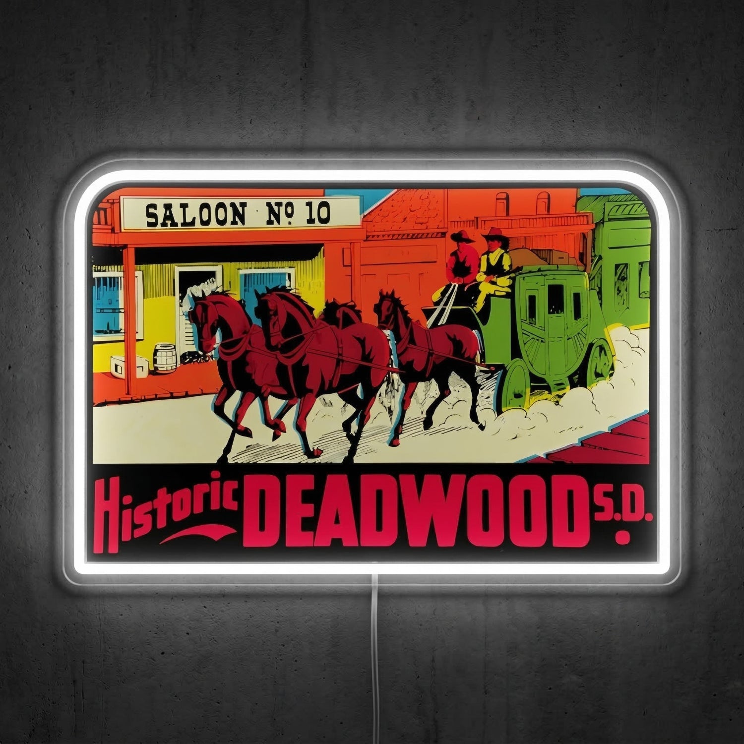 ShineNeon™ Historic Deadwood SD Neon Sign Wild West Saloon No 10 Wall Decor USB Power - Shineneon
