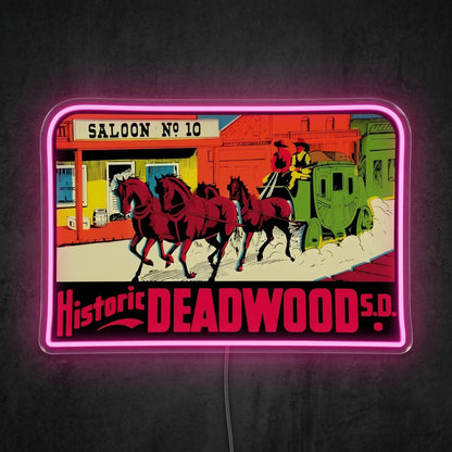 ShineNeon™ Historic Deadwood SD Neon Sign Wild West Saloon No 10 Wall Decor USB Power - Shineneon