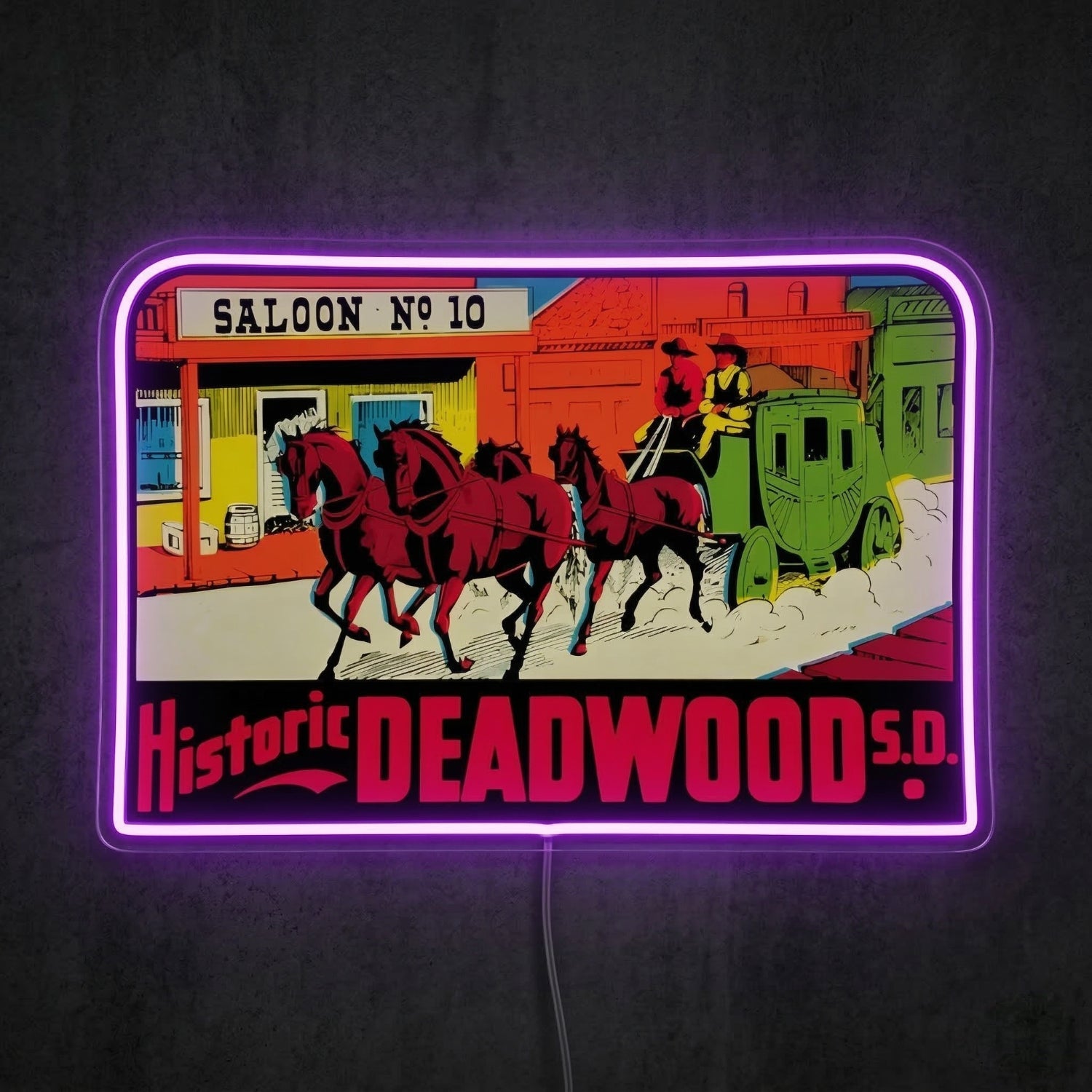 ShineNeon™ Historic Deadwood SD Neon Sign Wild West Saloon No 10 Wall Decor USB Power - Shineneon
