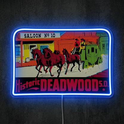 ShineNeon™ Historic Deadwood SD Neon Sign Wild West Saloon No 10 Wall Decor USB Power - Shineneon