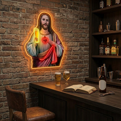ShineNeon™ Holy Jesus Holding Beer Glass Neon Sign USB Power - Shineneon