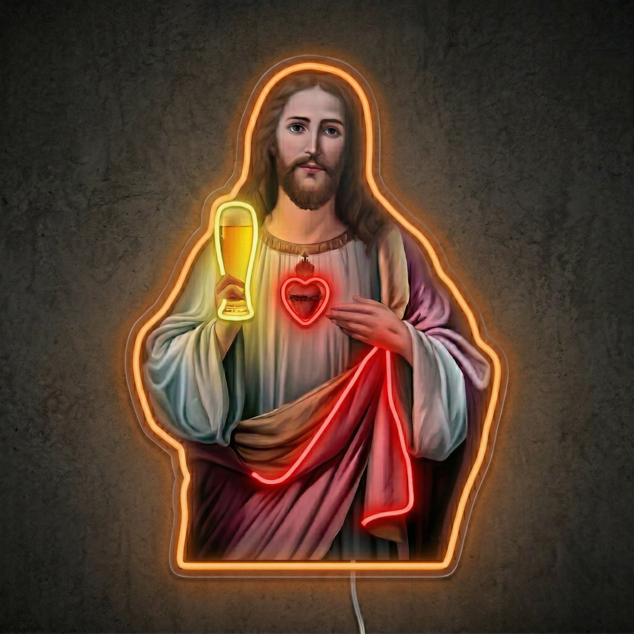 ShineNeon™ Holy Jesus Holding Beer Glass Neon Sign USB Power - Shineneon