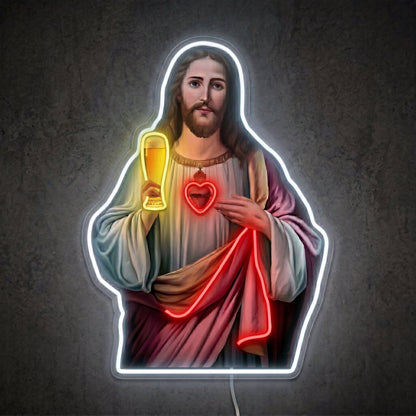 ShineNeon™ Holy Jesus Holding Beer Glass Neon Sign USB Power - Shineneon