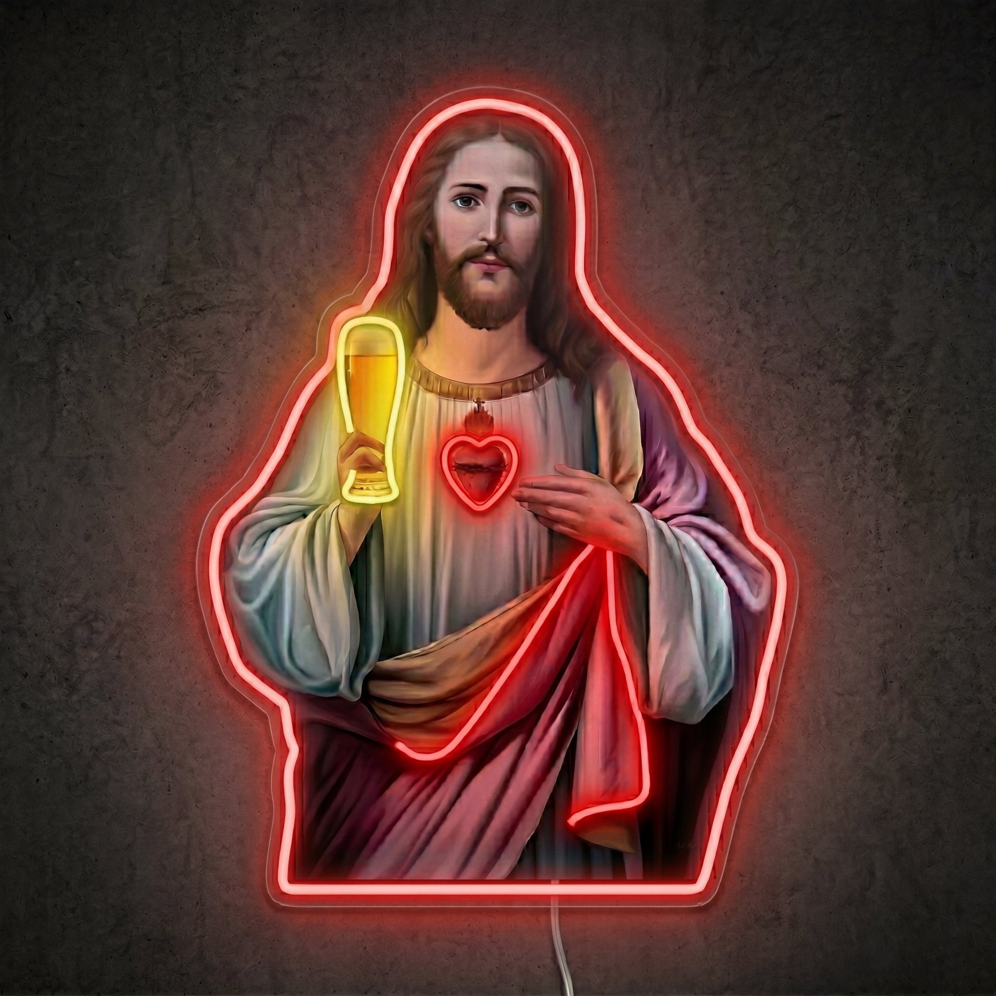 ShineNeon™ Holy Jesus Holding Beer Glass Neon Sign USB Power - Shineneon
