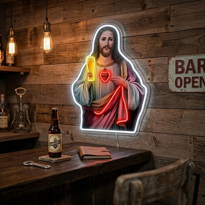 ShineNeon™ Holy Jesus Holding Beer Glass Neon Sign USB Power - Shineneon