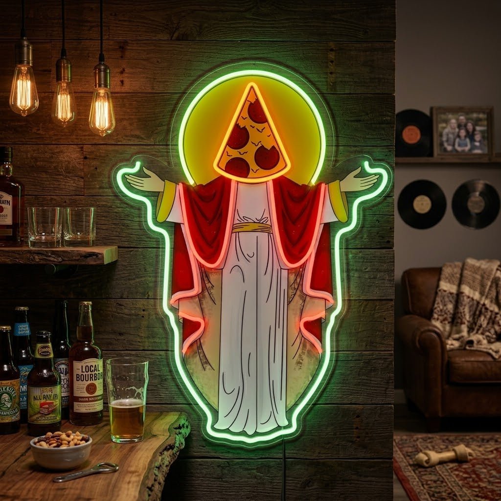 ShineNeon™ Holy Pizza Slice Head Divine Neon Sign USB Power - Shineneon