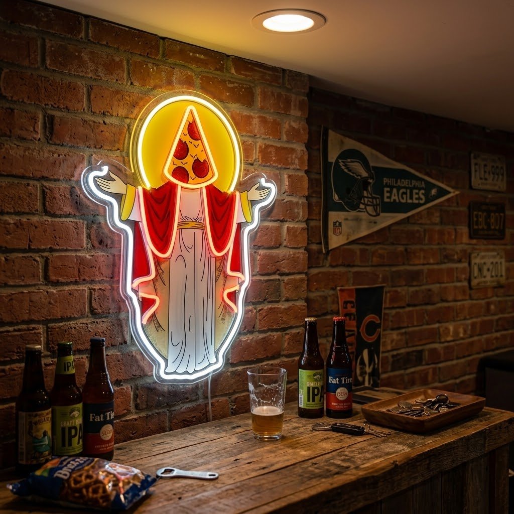 ShineNeon™ Holy Pizza Slice Head Divine Neon Sign USB Power - Shineneon