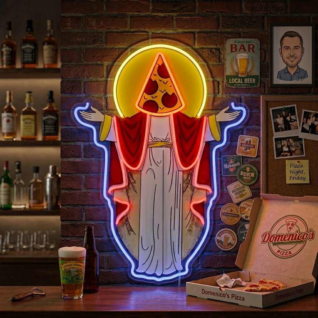 ShineNeon™ Holy Pizza Slice Head Divine Neon Sign USB Power - Shineneon