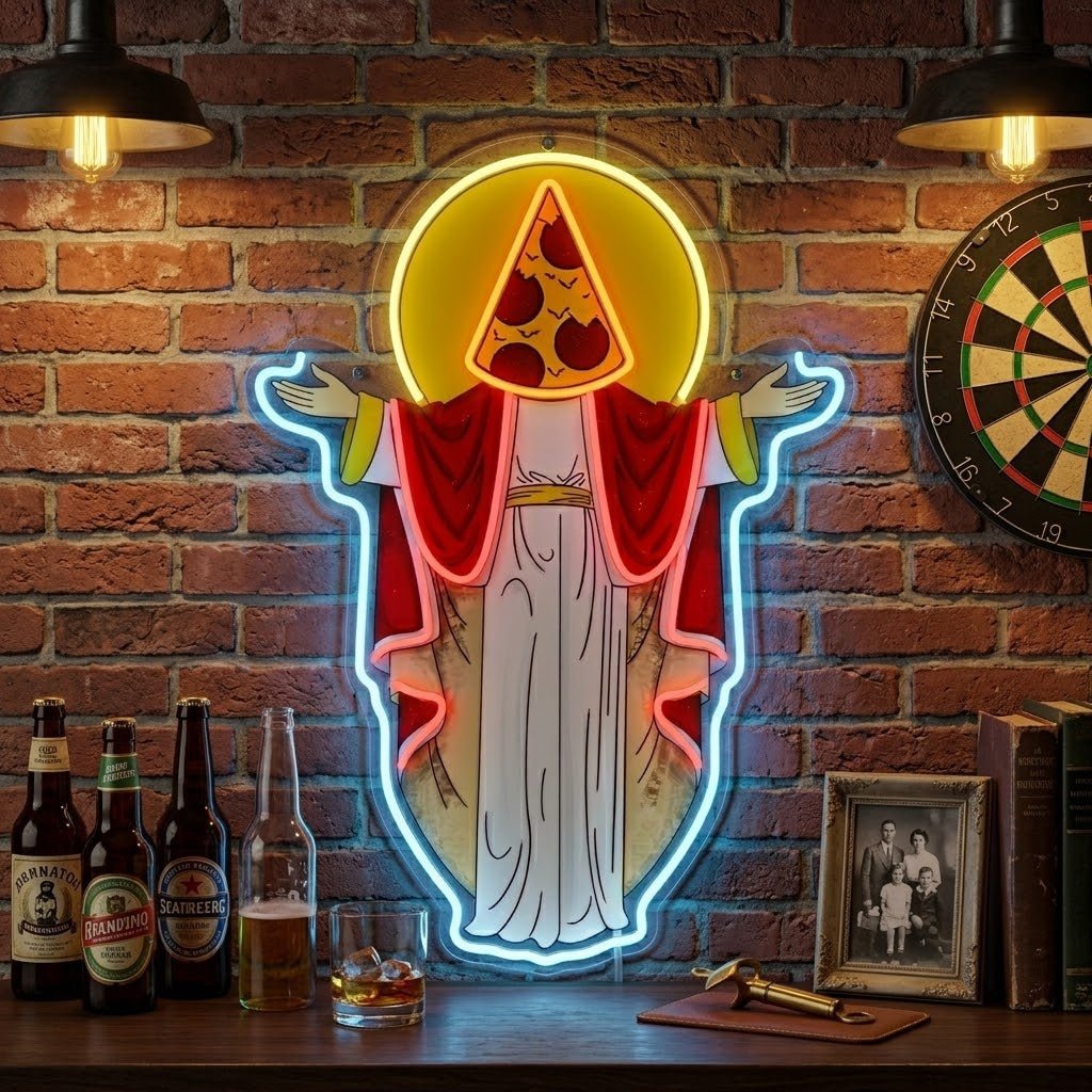 ShineNeon™ Holy Pizza Slice Head Divine Neon Sign USB Power - Shineneon