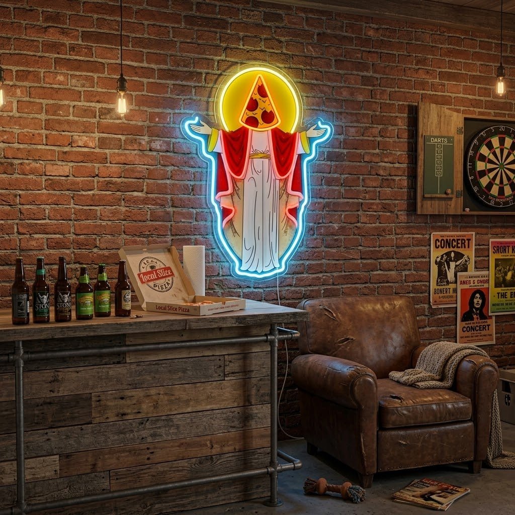 ShineNeon™ Holy Pizza Slice Head Divine Neon Sign USB Power - Shineneon