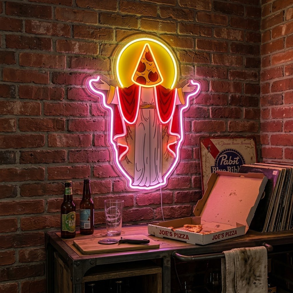 ShineNeon™ Holy Pizza Slice Head Divine Neon Sign USB Power - Shineneon