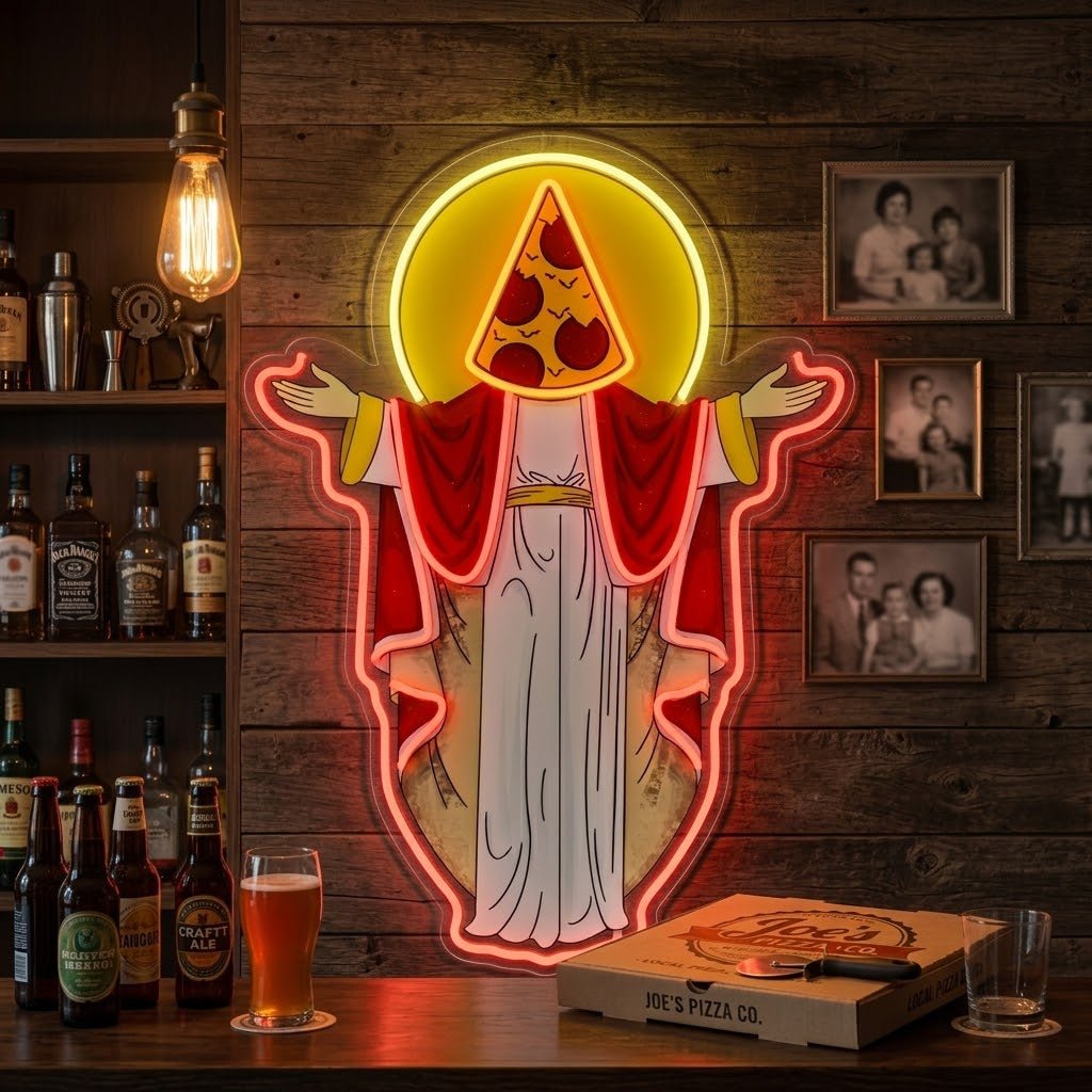 ShineNeon™ Holy Pizza Slice Head Divine Neon Sign USB Power - Shineneon